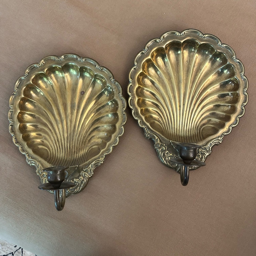 Vintage Brass shell sconces